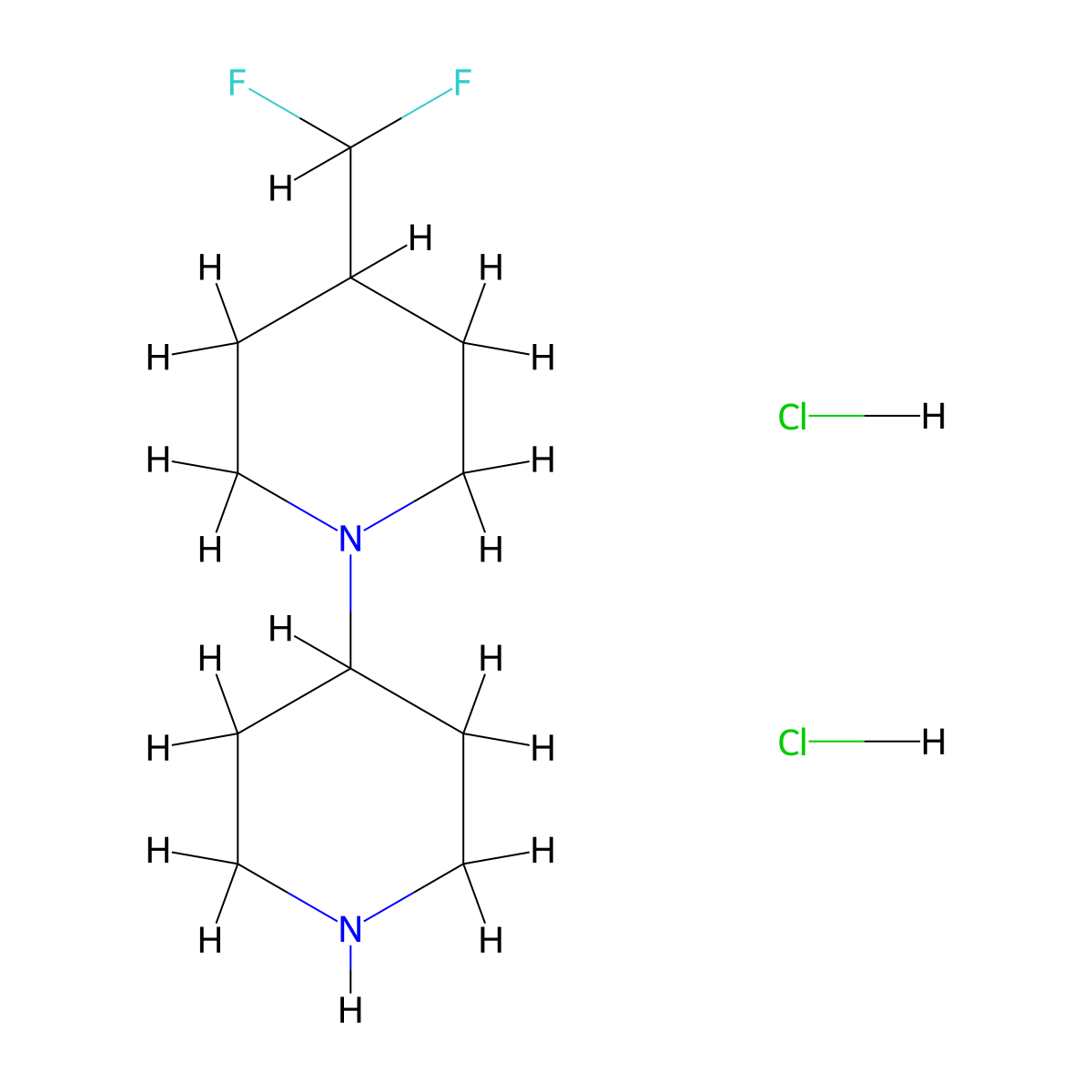 4-(Difluoromethyl)-1,4'-bipiperidine dihydrochloride molecular structure, CAS 2376729-58-5