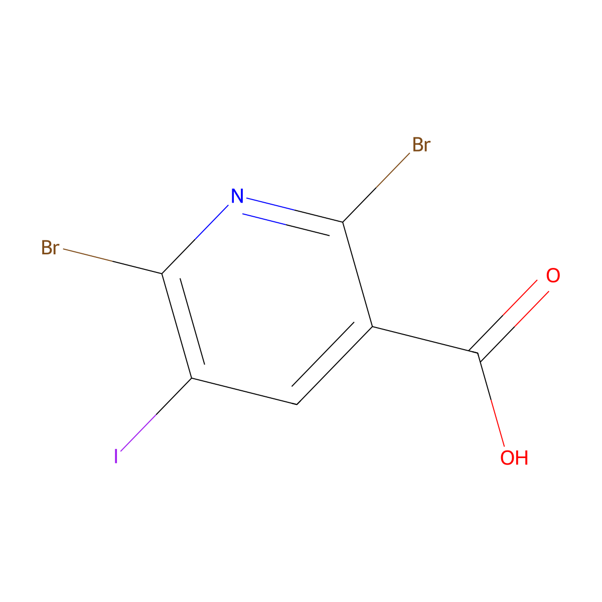 2,6-Dibromo-5-iodopyridine-3-carboxylic acid molecular structure, CAS 2376729-79-0