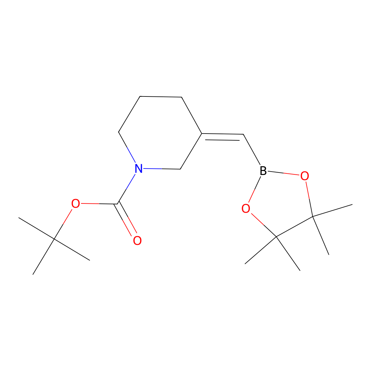 Tert-butyl 3-[(4,4,5,5-tetramethyl-1,3,2-dioxaborolan-2-yl)methylene]piperidine-1-carboxylate molecular structure, CAS 2376764-47-3