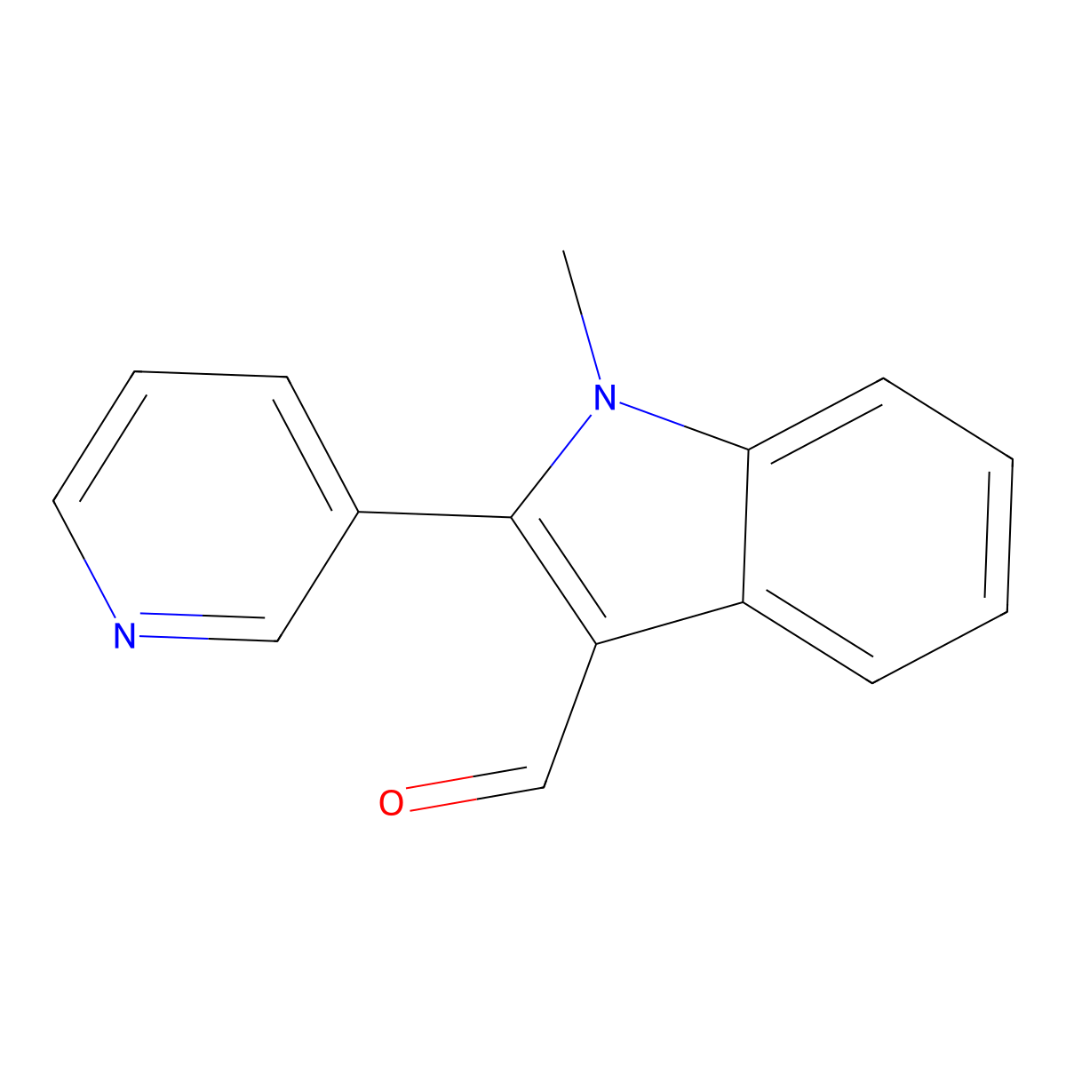 1-Methyl-2-(pyridin-3-yl)-1H-indole-3-carbaldehyde molecular structure, CAS 23768-16-3