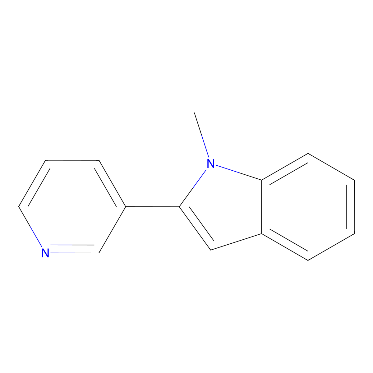 1-Methyl-2-(3-pyridyl)indole molecular structure, CAS 23768-17-4