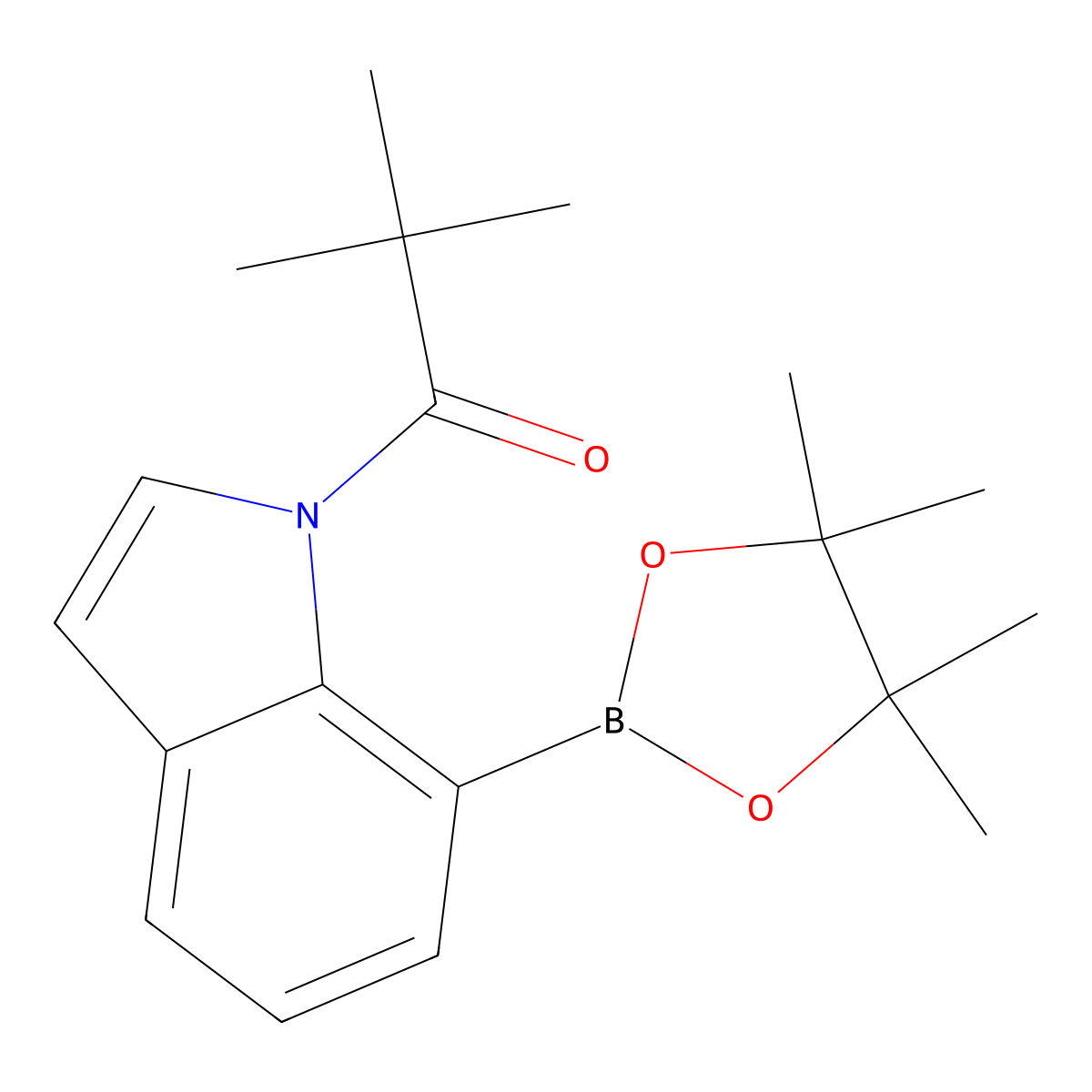 2,2-Dimethyl-1-(7-(4,4,5,5-tetramethyl-1,3,2-dioxaborolan-2-yl)-1H-indol-1-yl)propan-1-one molecular structure, CAS 2376879-92-2