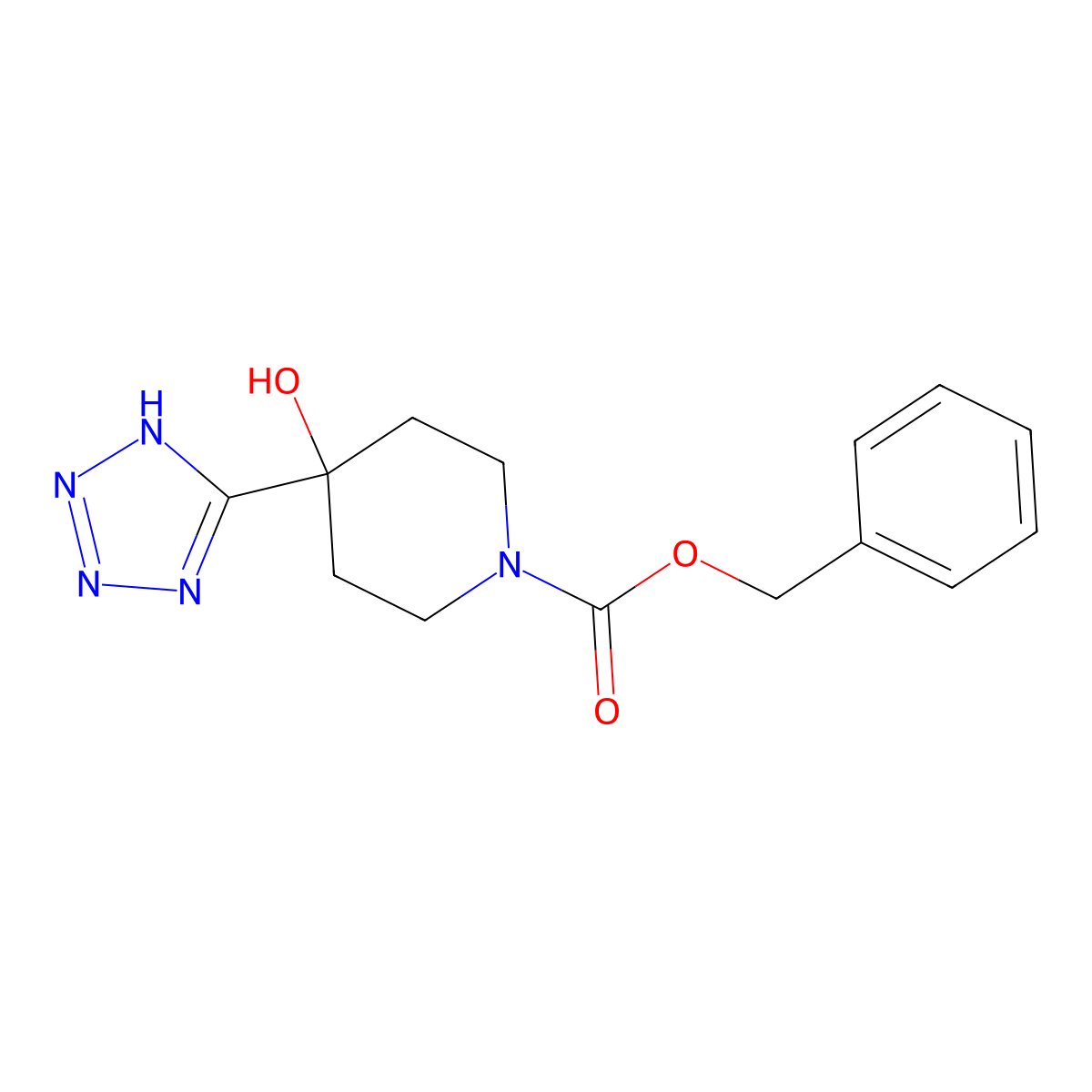 benzyl 4-hydroxy-4-(1H-1,2,3,4-tetrazol-5-yl)piperidine-1-carboxylate molecular structure, CAS 2376971-61-6