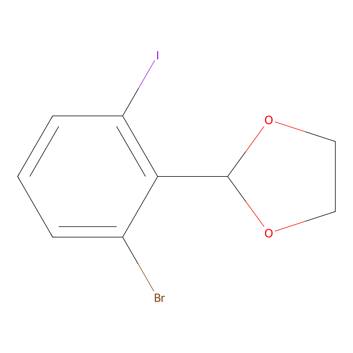 2-(2-Bromo-6-iodophenyl)-1,3-dioxolane molecular structure, CAS 2376982-22-6