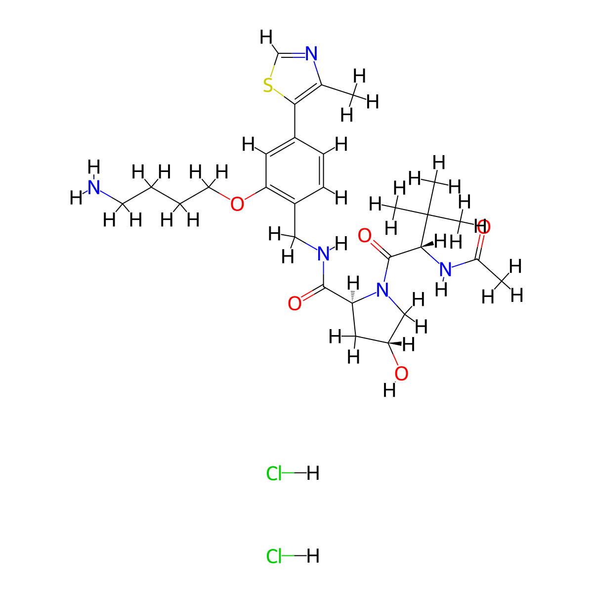 (S,R,S)-AHPC-phenol-C4-NH2 (dihydrochloride) molecular structure, CAS 2376990-26-8