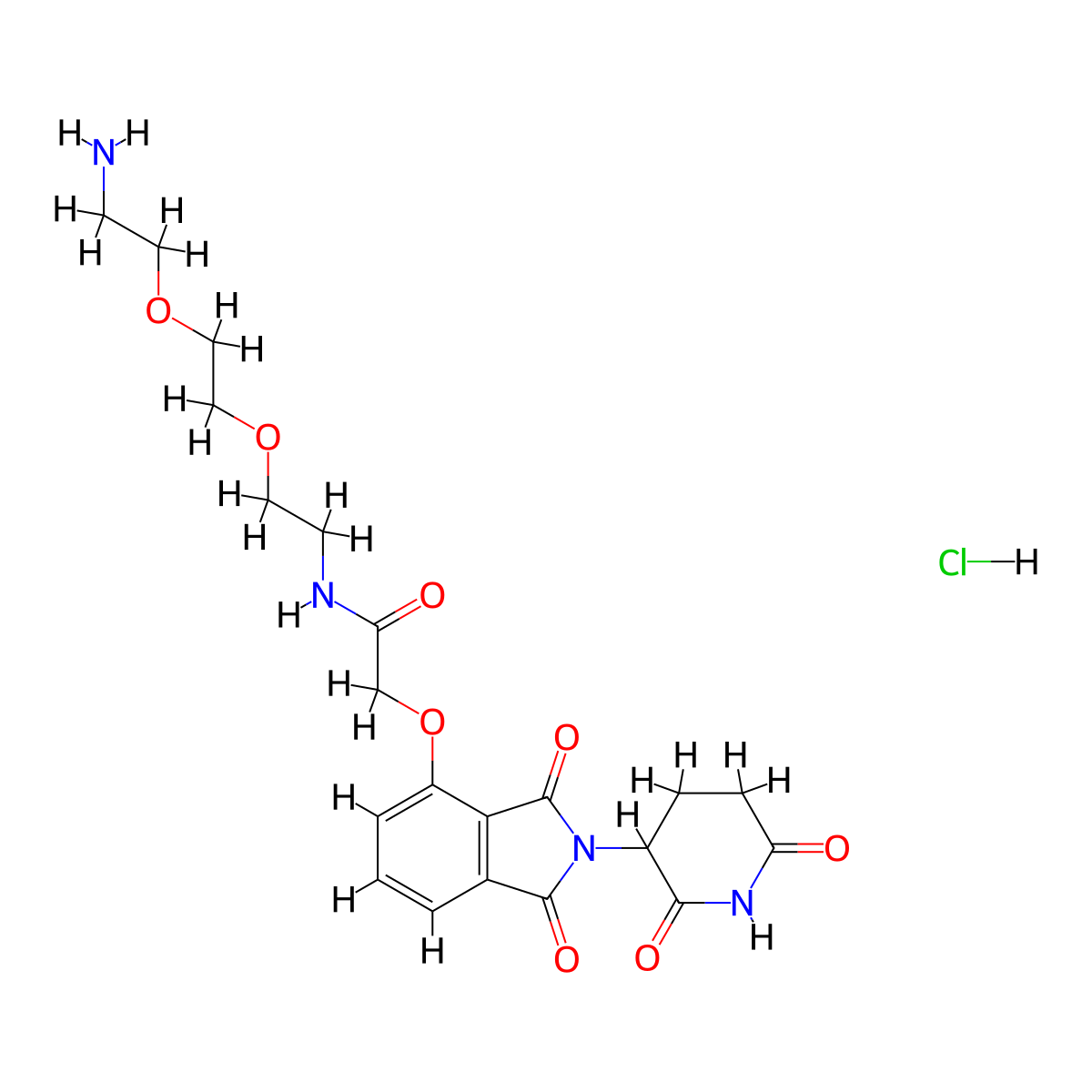 N-{2-[2-(2-aminoethoxy)ethoxy]ethyl}-2-{[2-(2,6-dioxopiperidin-3-yl)-1,3-dioxo-2,3-dihydro-1H-isoindol-4-yl]oxy}acetamide hydrochloride molecular structure, CAS 2376990-30-4