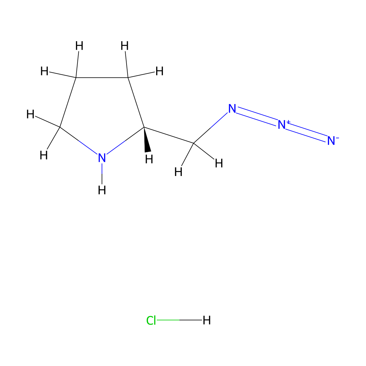 (2R)-2-(azidomethyl)pyrrolidine hydrochloride molecular structure, CAS 2377004-18-5