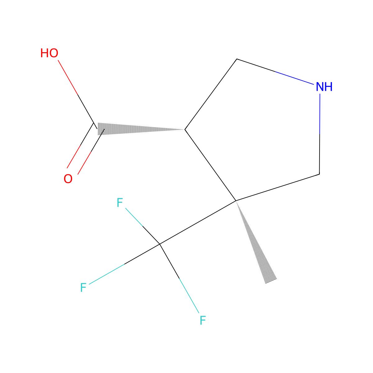 rac-(3R,4R)-4-methyl-4-(trifluoromethyl)pyrrolidine-3-carboxylic acid molecular structure, CAS 2377004-20-9