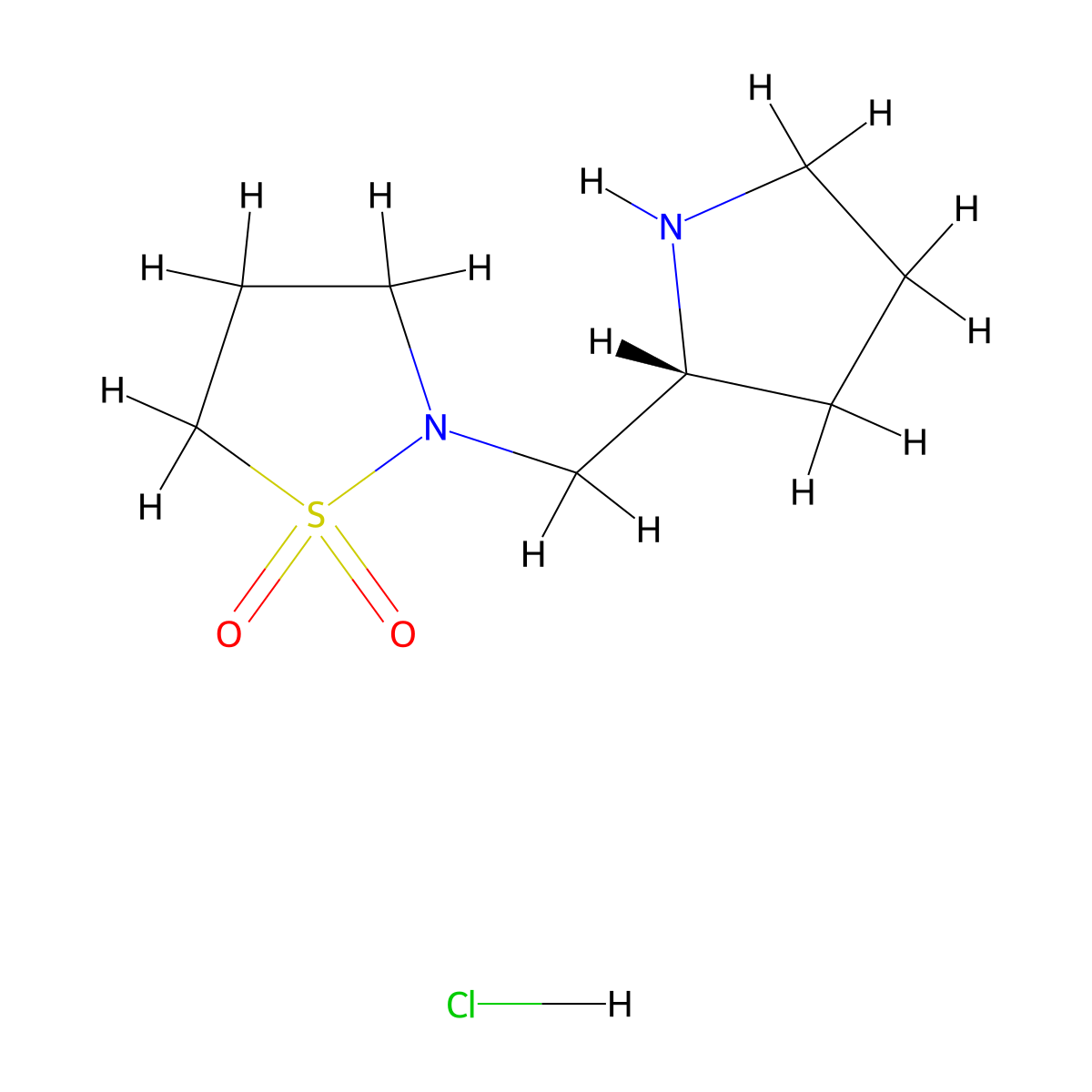 2-{[(2R)-pyrrolidin-2-yl]methyl}-1lambda6,2-thiazolidine-1,1-dione hydrochloride molecular structure, CAS 2377004-37-8