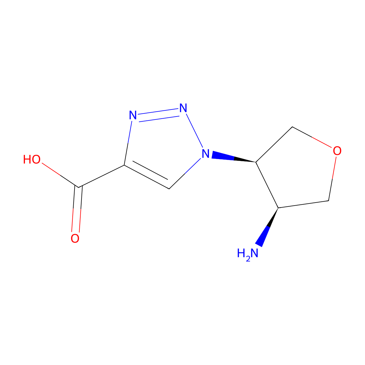 rac-1-[(3R,4S)-4-aminooxolan-3-yl]-1H-1,2,3-triazole-4-carboxylicacid,cis molecular structure, CAS 2377004-42-5