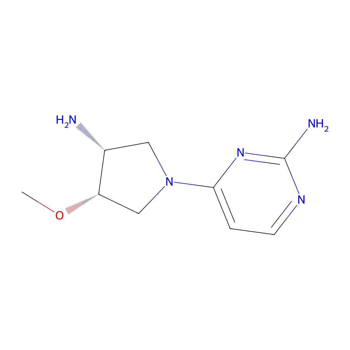 rac-4-[(3R,4S)-3-amino-4-methoxypyrrolidin-1-yl]pyrimidin-2-amine molecular structure, CAS 2377004-48-1
