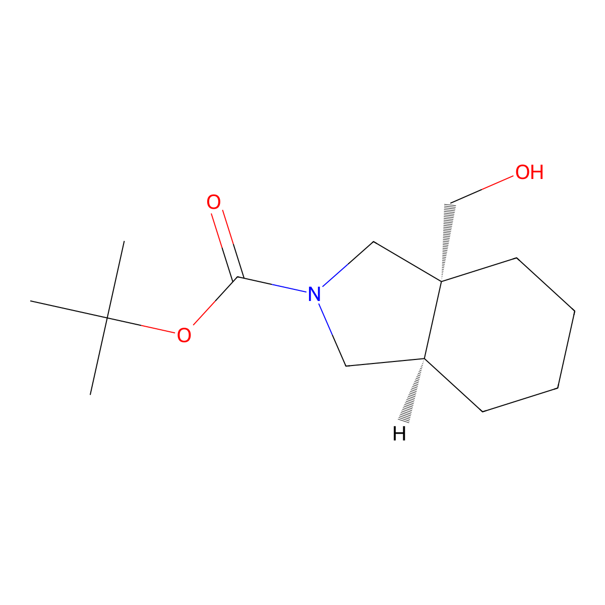 rac-tert-butyl (3aR,7aR)-3a-(hydroxymethyl)-octahydro-1H-isoindole-2-carboxylate molecular structure, CAS 2377004-50-5
