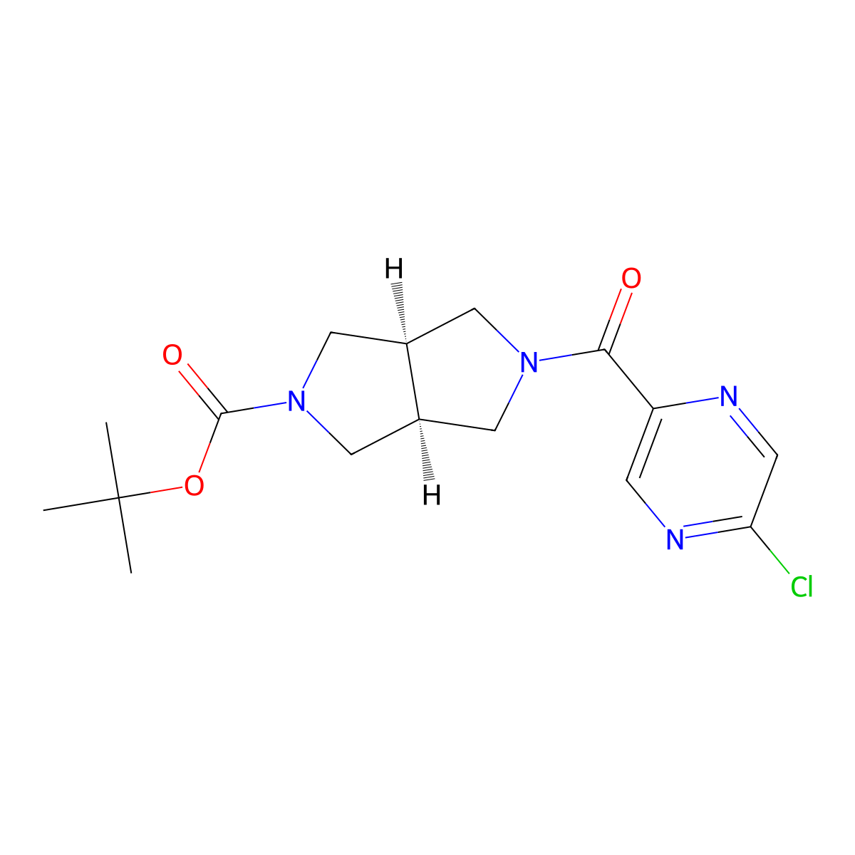 Tert-butyl (3aS,6aR)-2-(5-chloropyrazine-2-carbonyl)-1,3,3a,4,6,6a-hexahydropyrrolo[3,4-c]pyrrole-5-carboxylate molecular structure, CAS 2377004-51-6