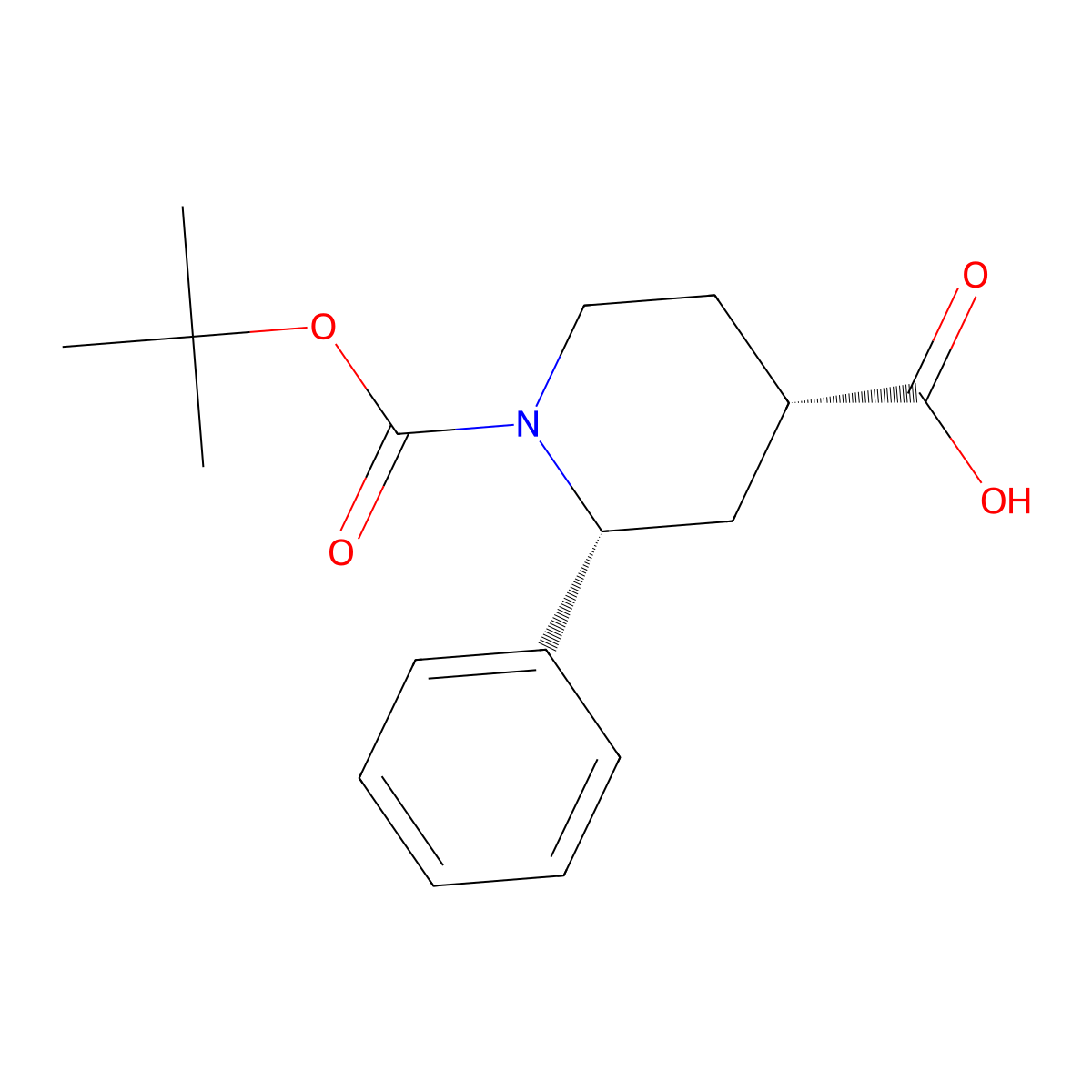 rac-(2R,4S)-1-[(tert-butoxy)carbonyl]-2-phenylpiperidine-4-carboxylic acid molecular structure, CAS 2377004-60-7