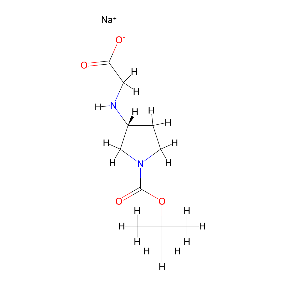 sodium 2-(((3R)-1-((tert-butoxy)carbonyl)pyrrolidin-3-yl)amino)acetate molecular structure, CAS 2377004-61-8