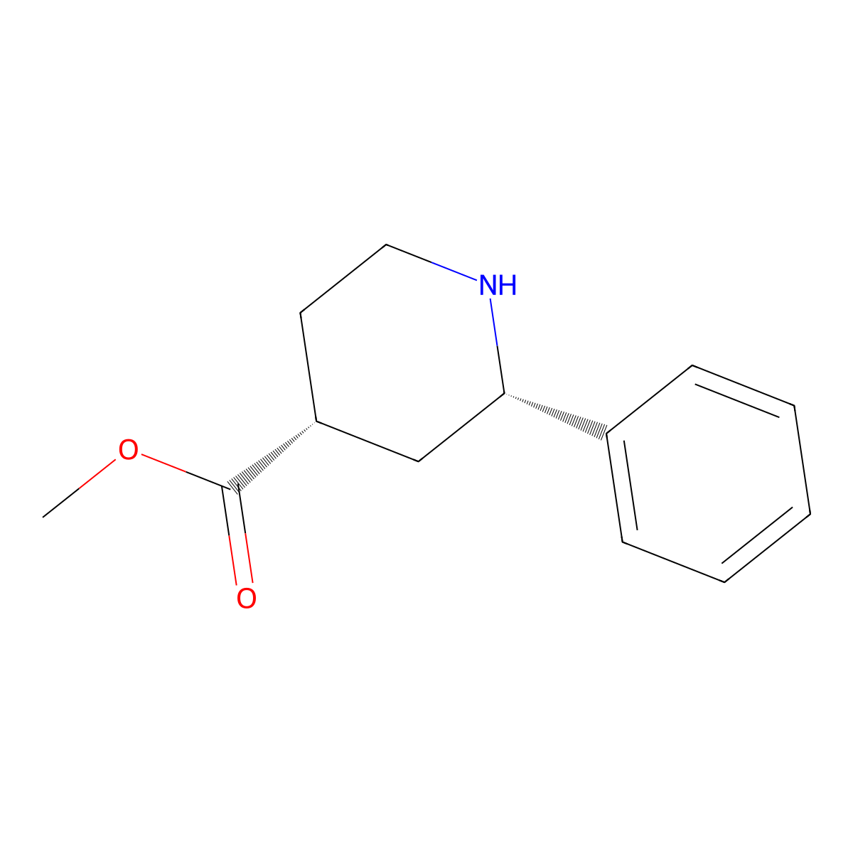 rac-methyl (2R,4S)-2-phenylpiperidine-4-carboxylate molecular structure, CAS 2377004-70-9