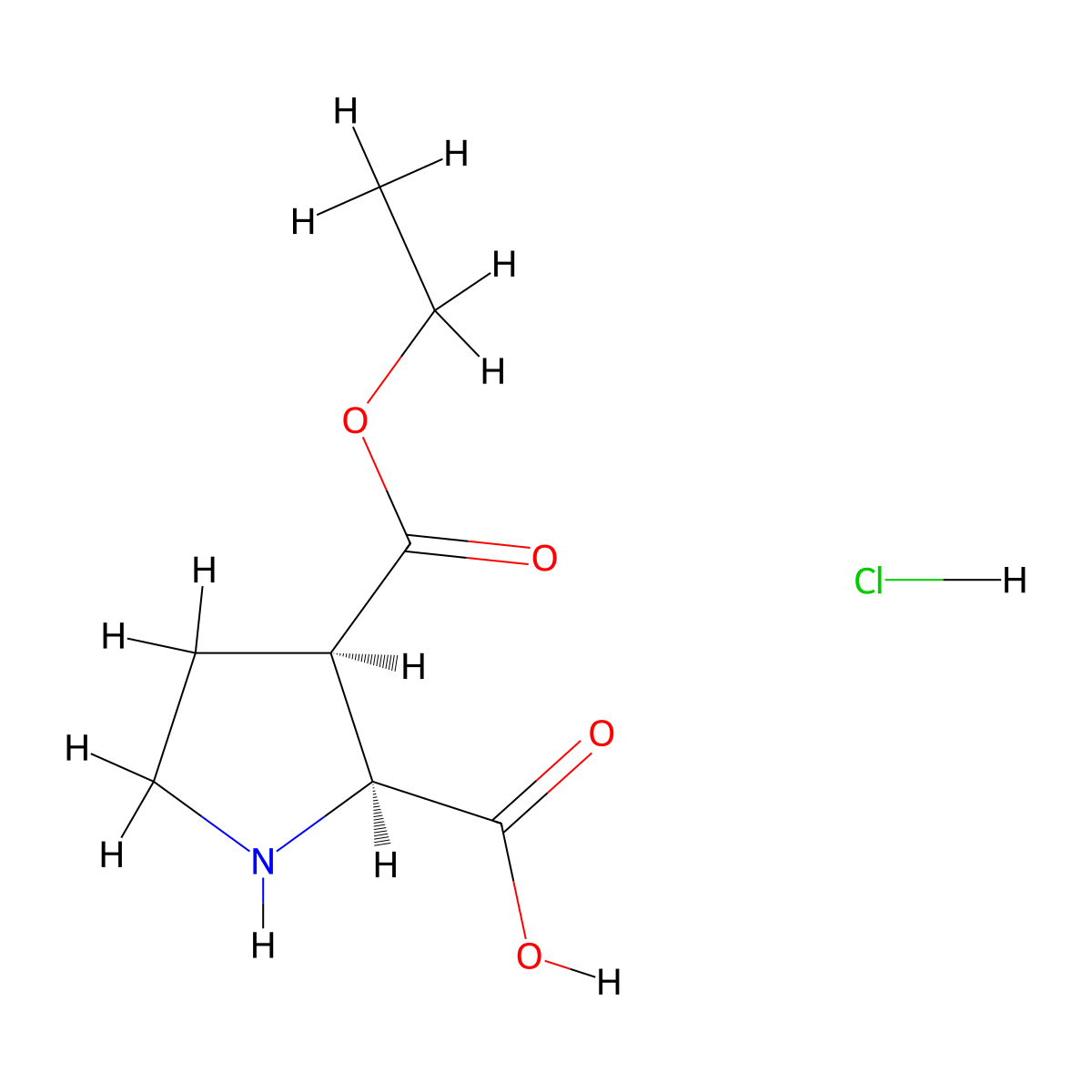 rac-(2R,3S)-3-(ethoxycarbonyl)pyrrolidine-2-carboxylicacidhydrochloride,cis molecular structure, CAS 2377004-72-1