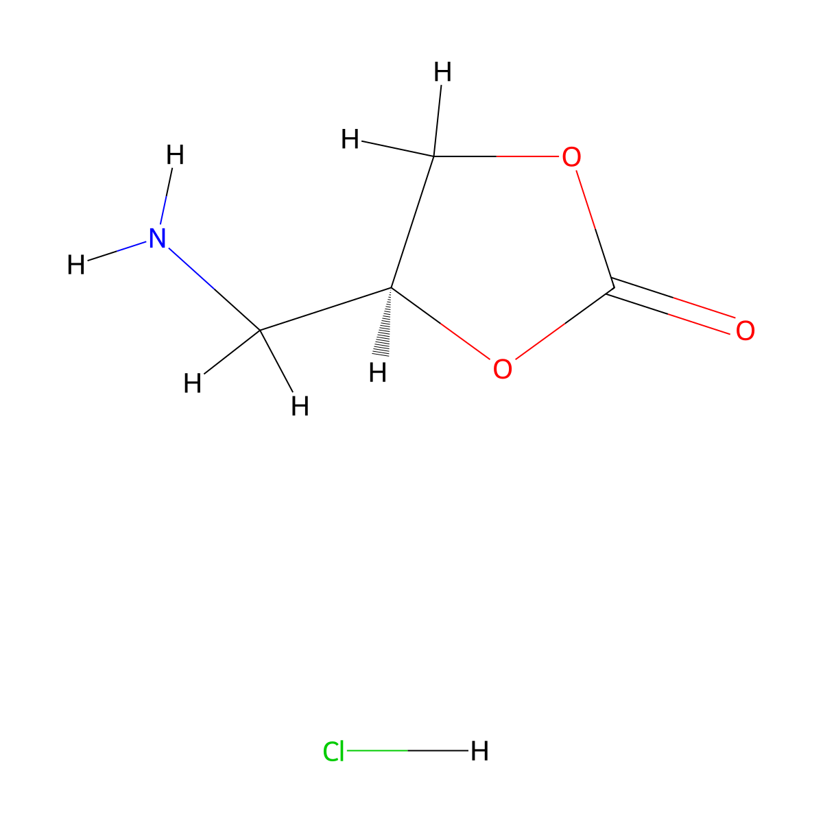 (4S)-4-(aminomethyl)-1,3-dioxolan-2-one hydrochloride molecular structure, CAS 2377004-84-5