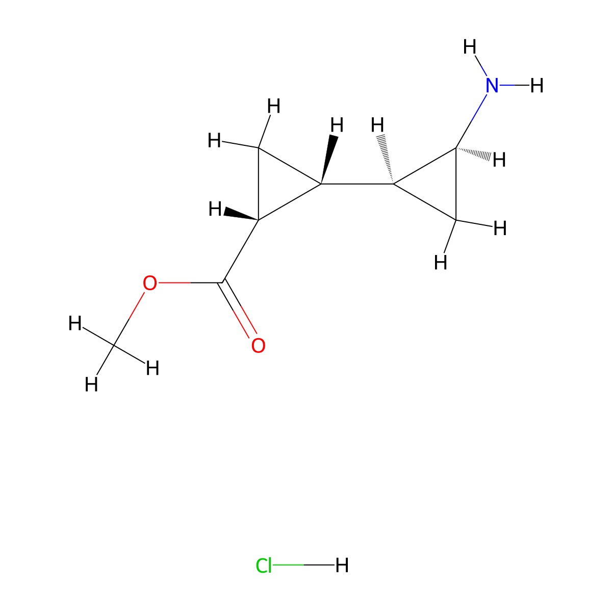 Methyl (1R,2R)-2-[(1S,2S)-2-aminocyclopropyl]cyclopropane-1-carboxylate;hydrochloride molecular structure, CAS 2377005-01-9