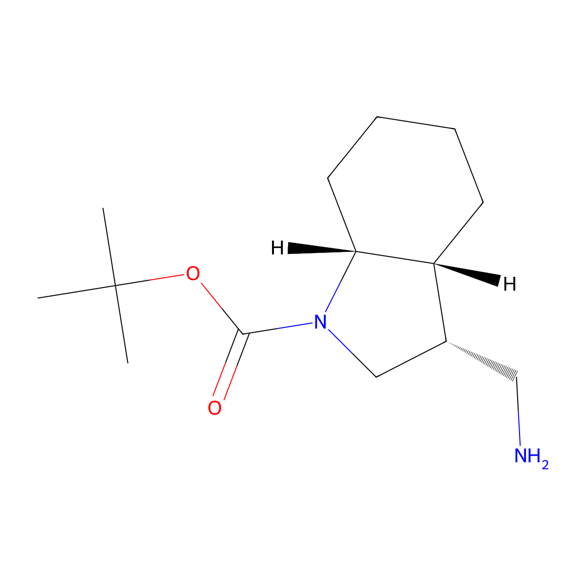 rac-tert-butyl(3R,3aR,7aR)-3-(aminomethyl)-octahydro-1H-indole-1-carboxylate molecular structure, CAS 2377005-03-1
