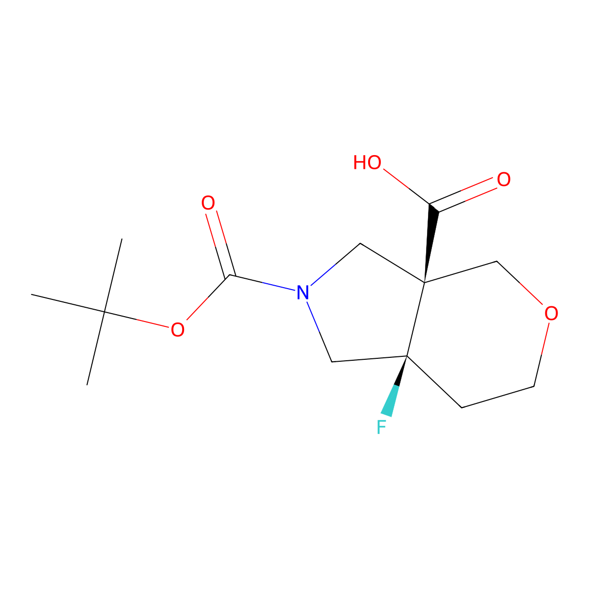 rac-(3aR,7aR)-2-[(tert-butoxy)carbonyl]-7a-fluoro-octahydropyrano[3,4-c]pyrrole-3a-carboxylic acid molecular structure, CAS 2377005-05-3