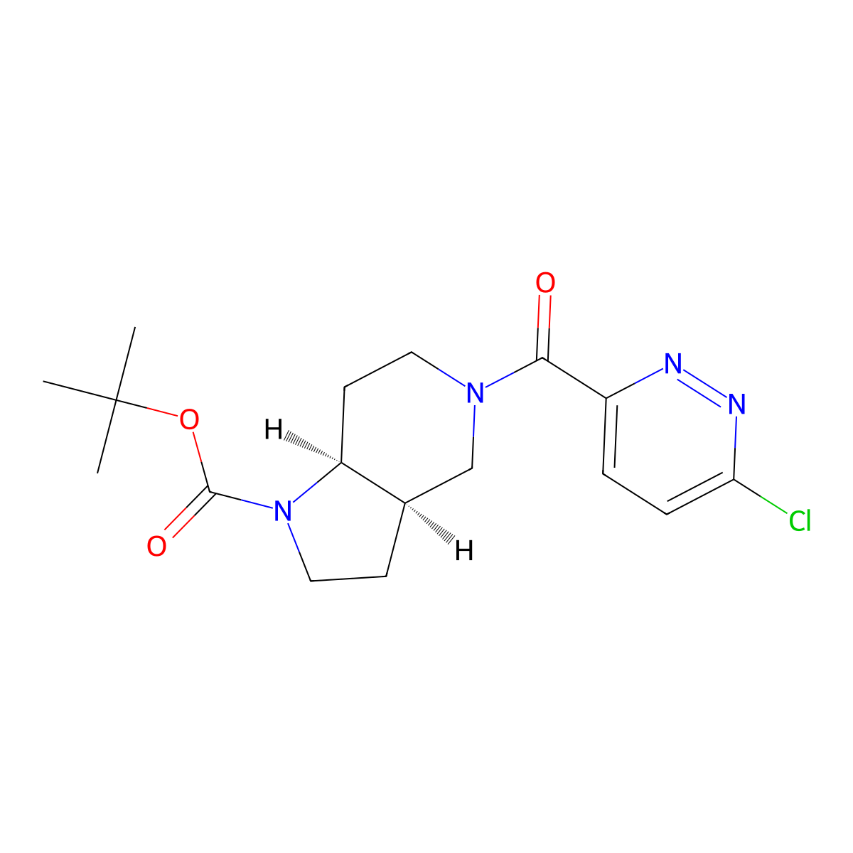 Tert-butyl (3aR,7aS)-5-(6-chloropyridazine-3-carbonyl)-3,3a,4,6,7,7a-hexahydro-2H-pyrrolo[3,2-c]pyridine-1-carboxylate molecular structure, CAS 2377005-14-4