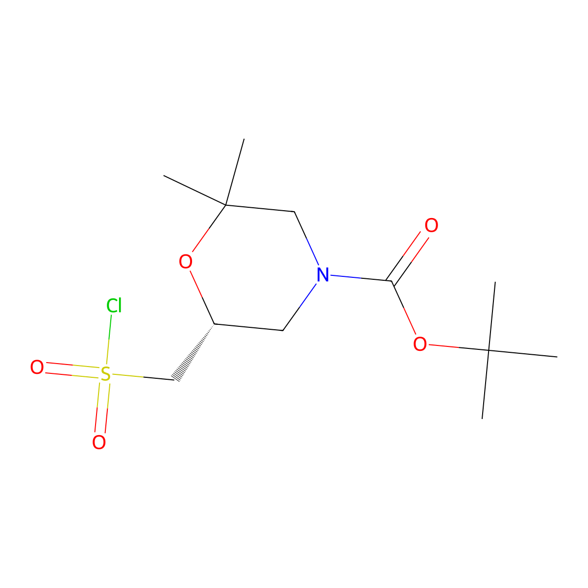 tert-butyl (6R)-6-[(chlorosulfonyl)methyl]-2,2-dimethylmorpholine-4-carboxylate molecular structure, CAS 2377005-20-2