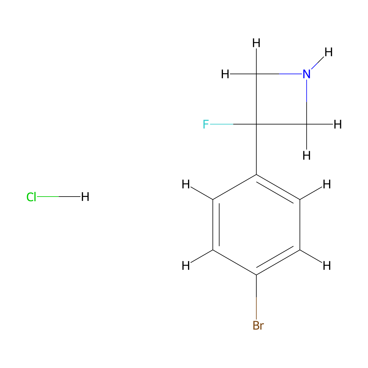 3-(4-Bromophenyl)-3-fluoroazetidine hydrochloride molecular structure, CAS 2377012-73-0