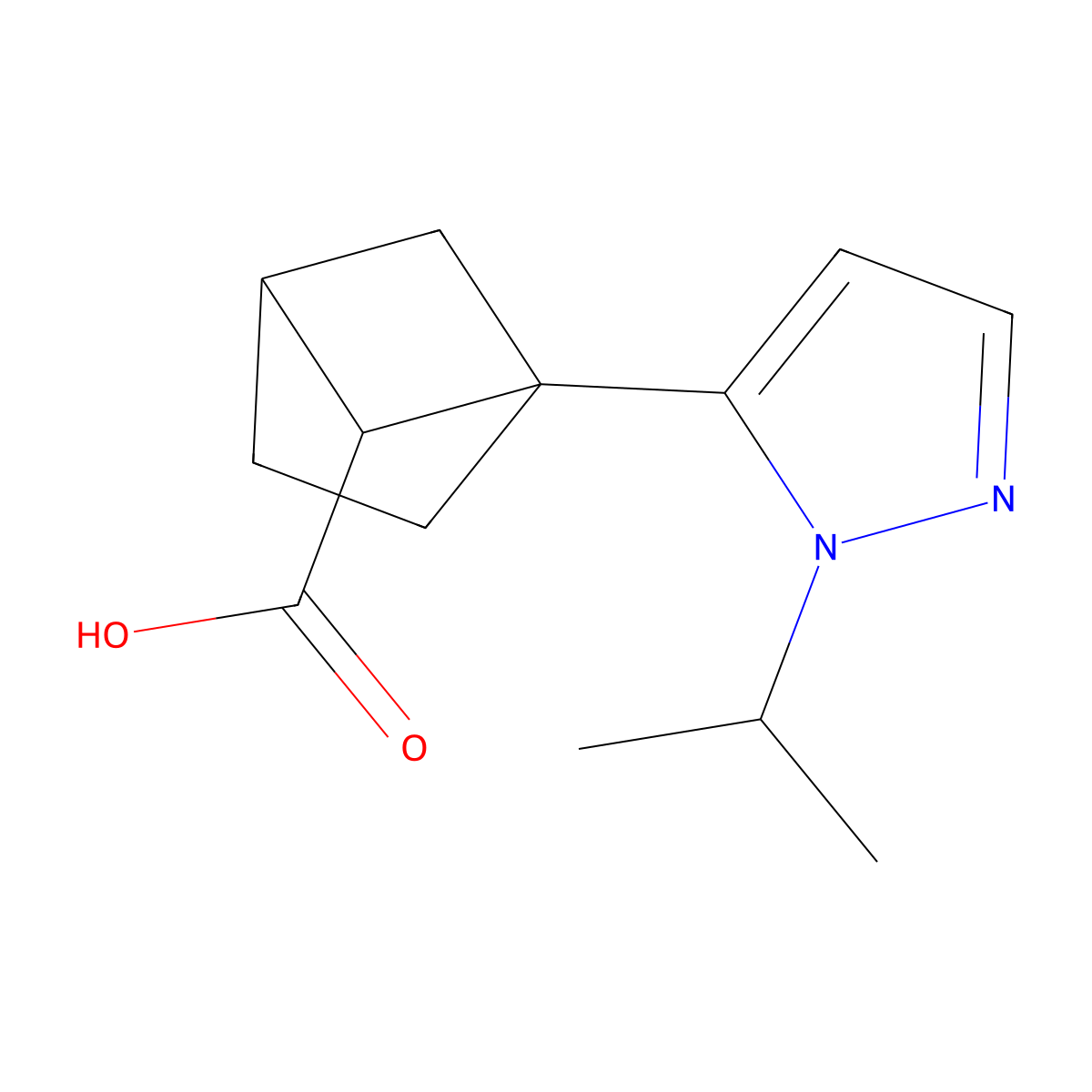 1-[1-(propan-2-yl)-1H-pyrazol-5-yl]bicyclo[2.1.1]hexane-5-carboxylic acid molecular structure, CAS 2377030-61-8