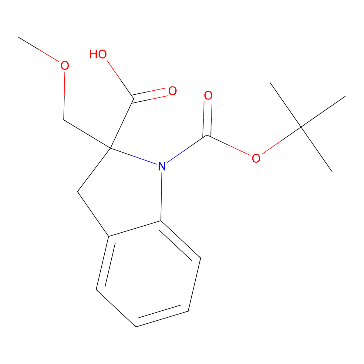 1-[(tert-butoxy)carbonyl]-2-(methoxymethyl)-2,3-dihydro-1H-indole-2-carboxylic acid molecular structure, CAS 2377030-62-9