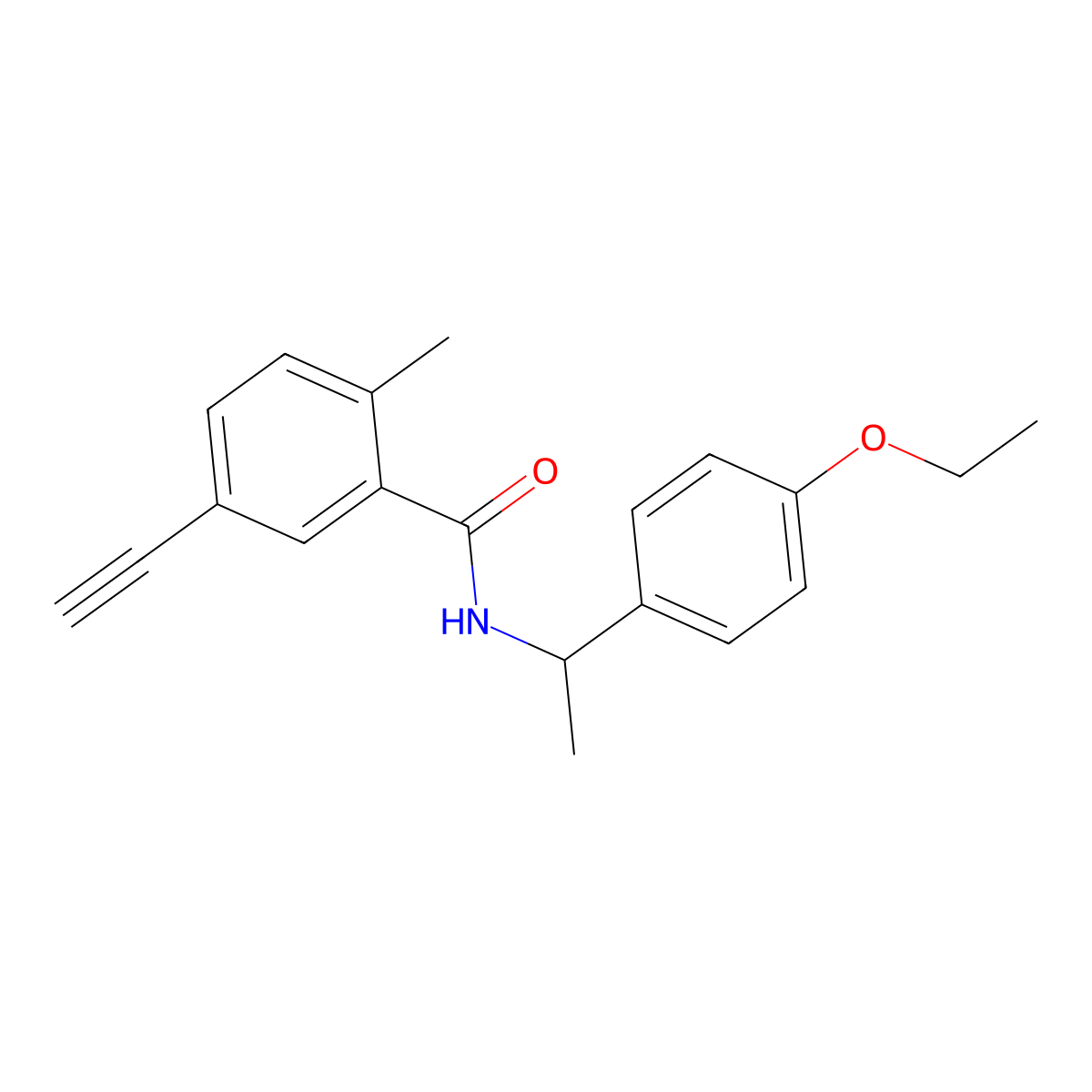 N-[1-(4-Ethoxyphenyl)ethyl]-5-ethynyl-2-methylbenzamide molecular structure, CAS 2377030-74-3