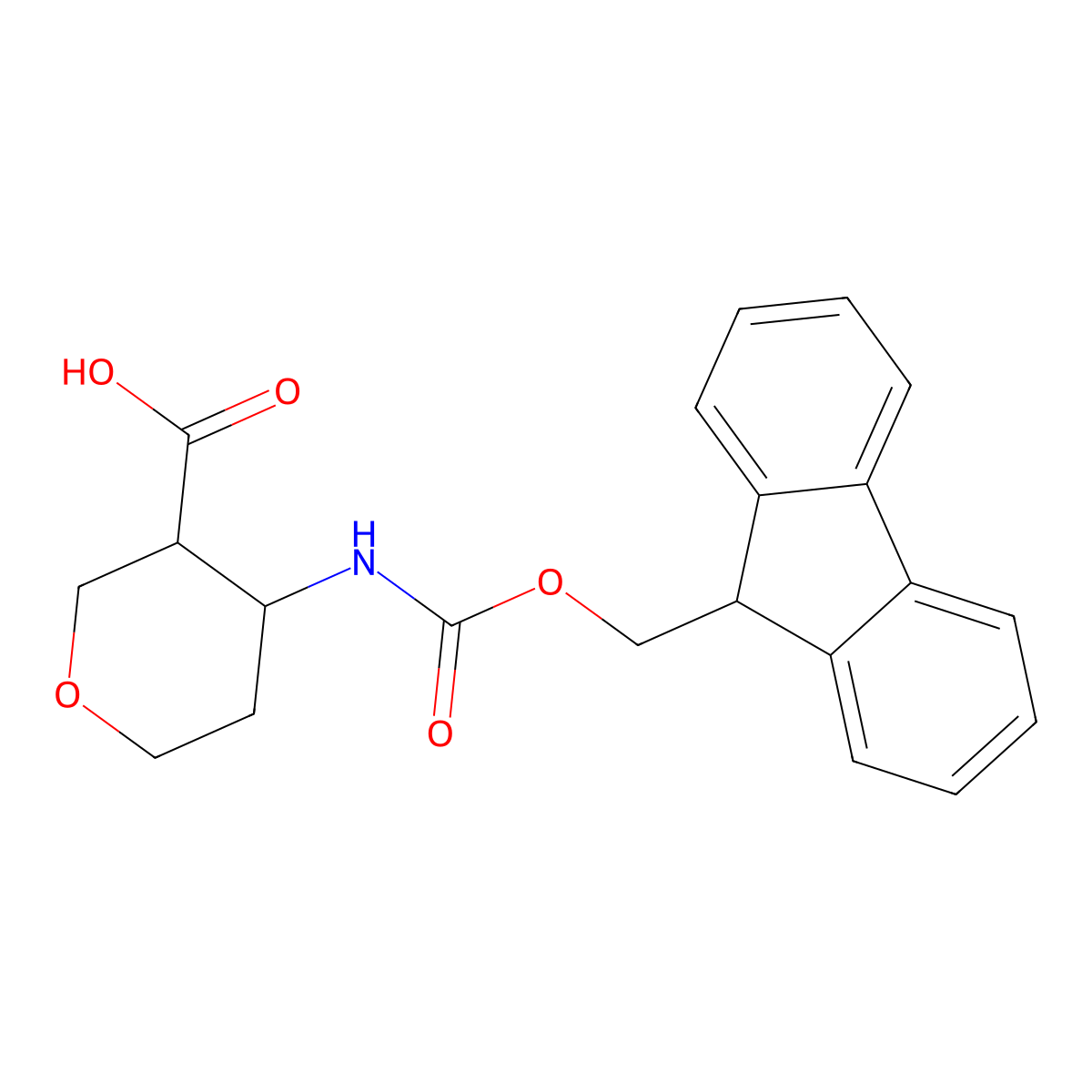 4-({[(9H-fluoren-9-yl)methoxy]carbonyl}amino)oxane-3-carboxylic acid molecular structure, CAS 2377030-76-5