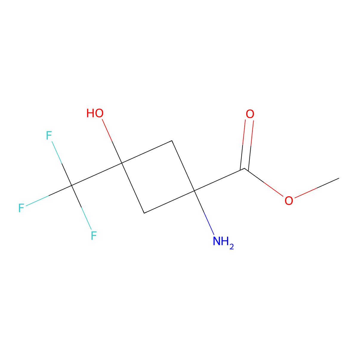 Methyl 1-amino-3-hydroxy-3-(trifluoromethyl)cyclobutane-1-carboxylate molecular structure, CAS 2377030-77-6