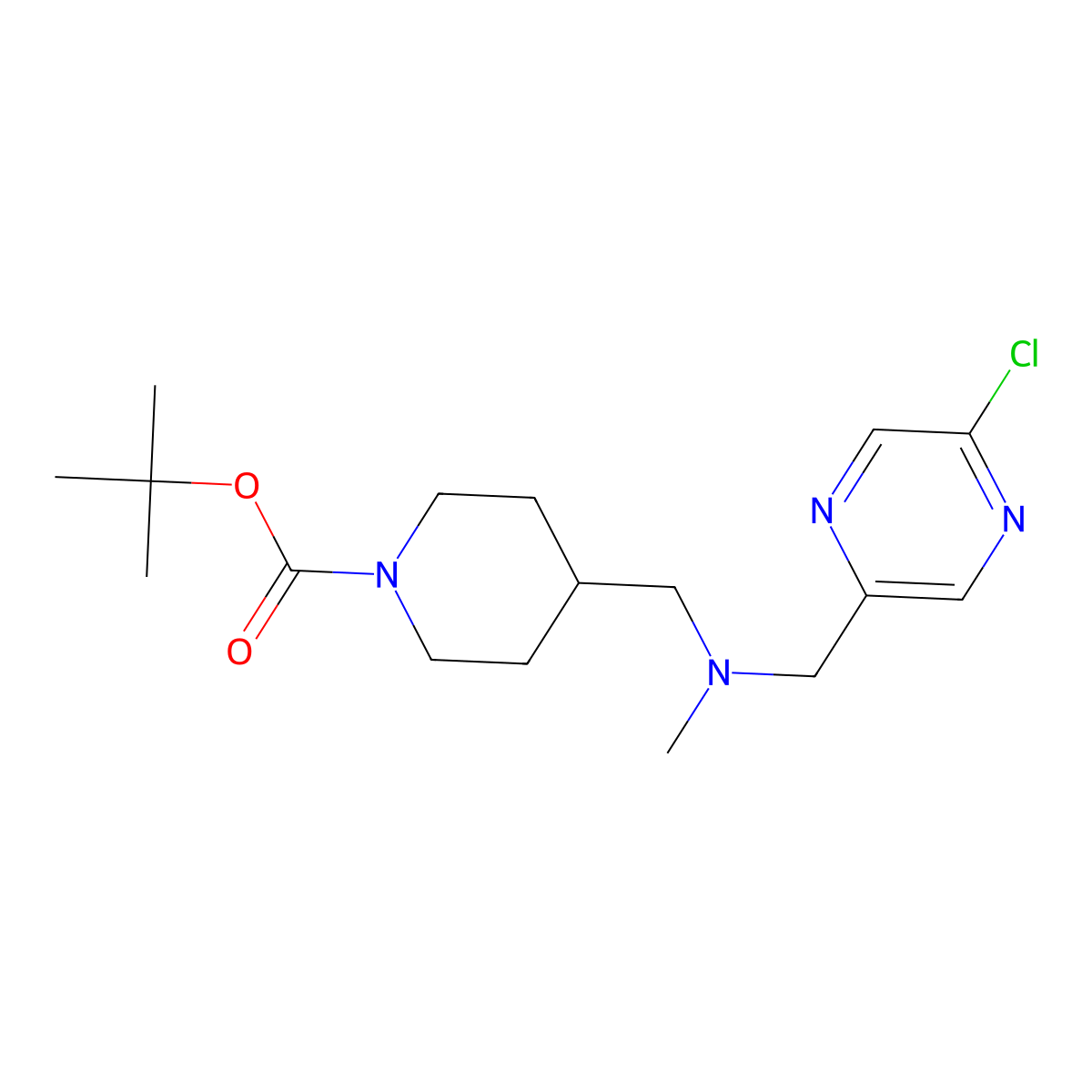 Tert-butyl 4-({[(5-chloropyrazin-2-yl)methyl](methyl)amino}methyl)piperidine-1-carboxylate molecular structure, CAS 2377030-83-4