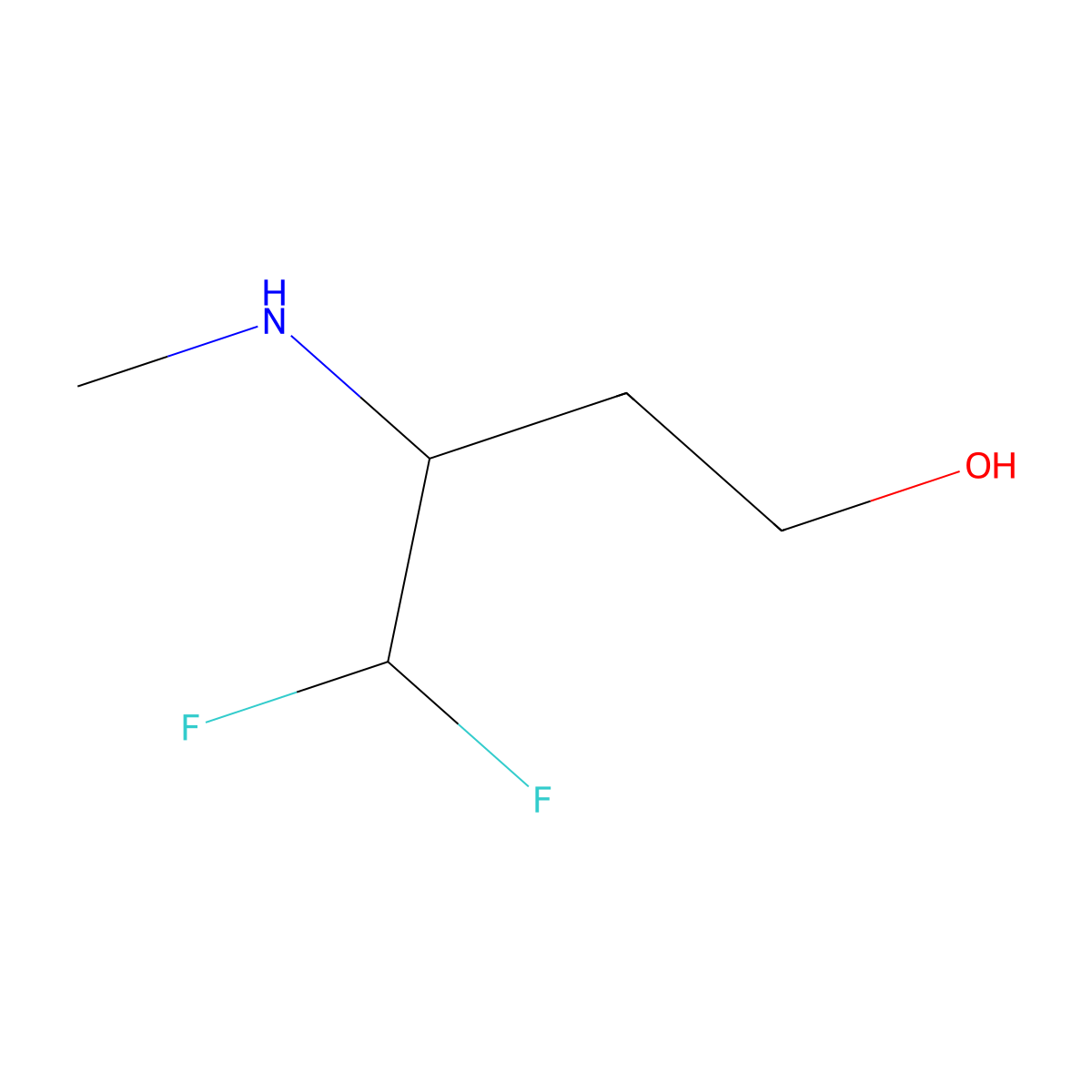 4,4-Difluoro-3-(methylamino)butan-1-ol molecular structure, CAS 2377030-87-8