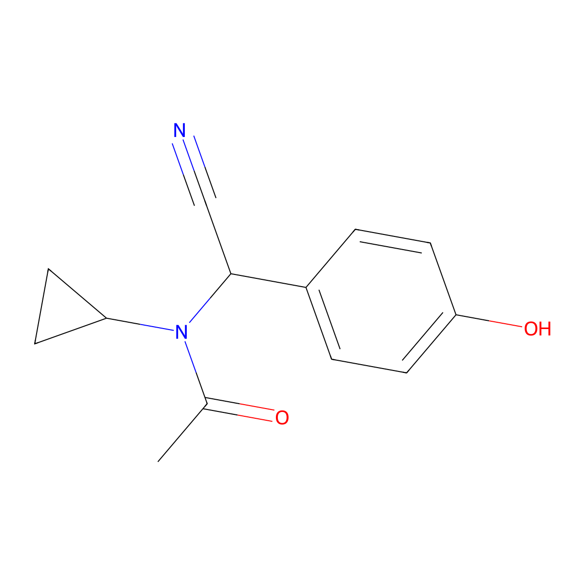 N-[cyano(4-hydroxyphenyl)methyl]-N-cyclopropylacetamide molecular structure, CAS 2377031-04-2