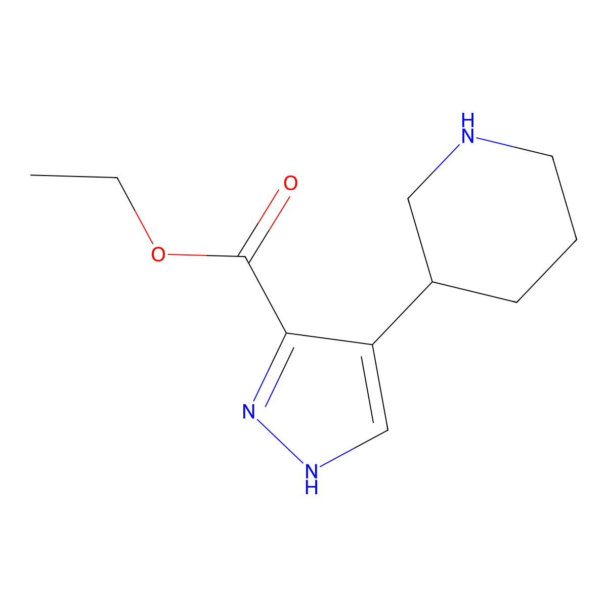 ethyl 4-(piperidin-3-yl)-1H-pyrazole-3-carboxylate molecular structure, CAS 2377031-11-1