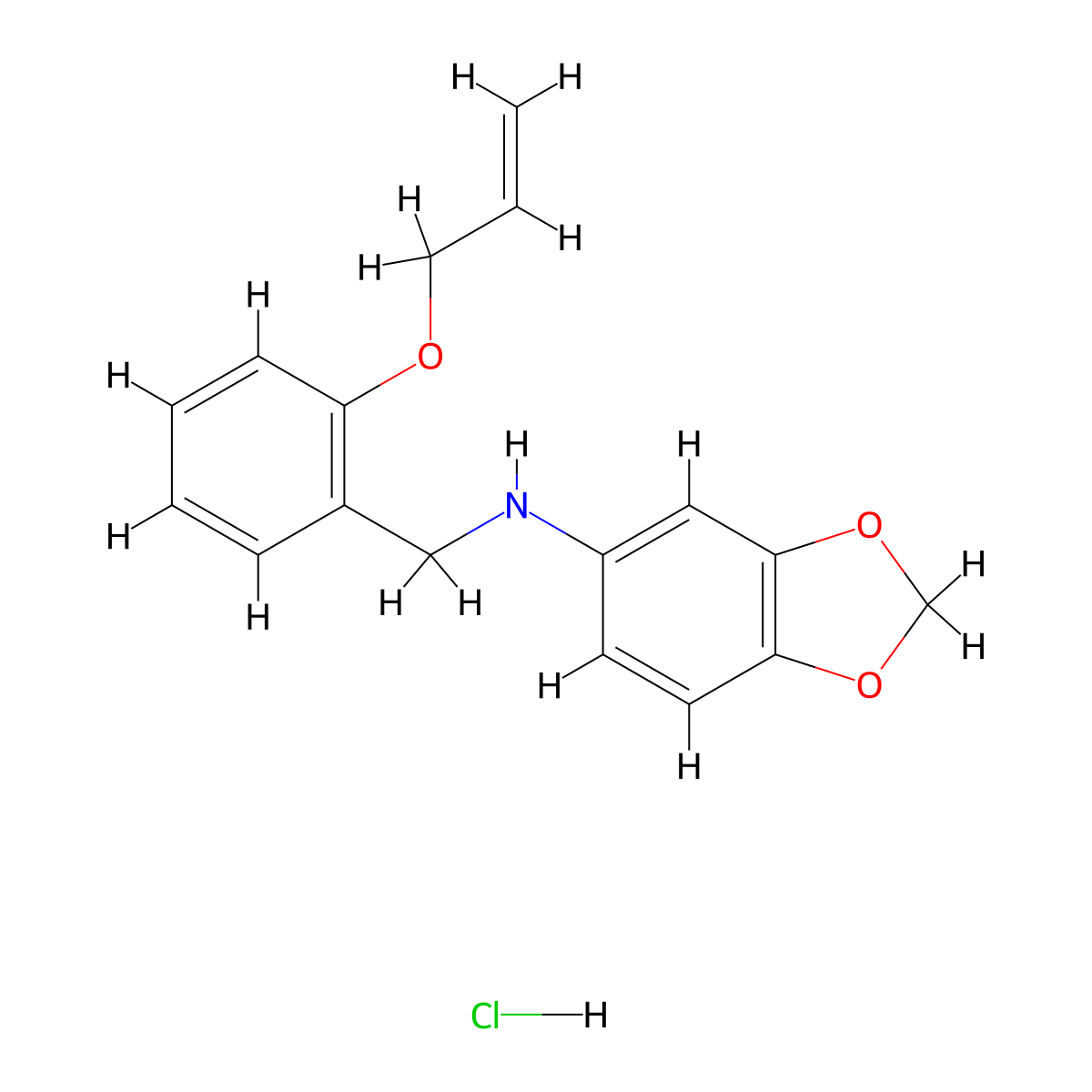 N-[(2-Prop-2-enoxyphenyl)methyl]-1,3-benzodioxol-5-amine;hydrochloride molecular structure, CAS 2377031-13-3