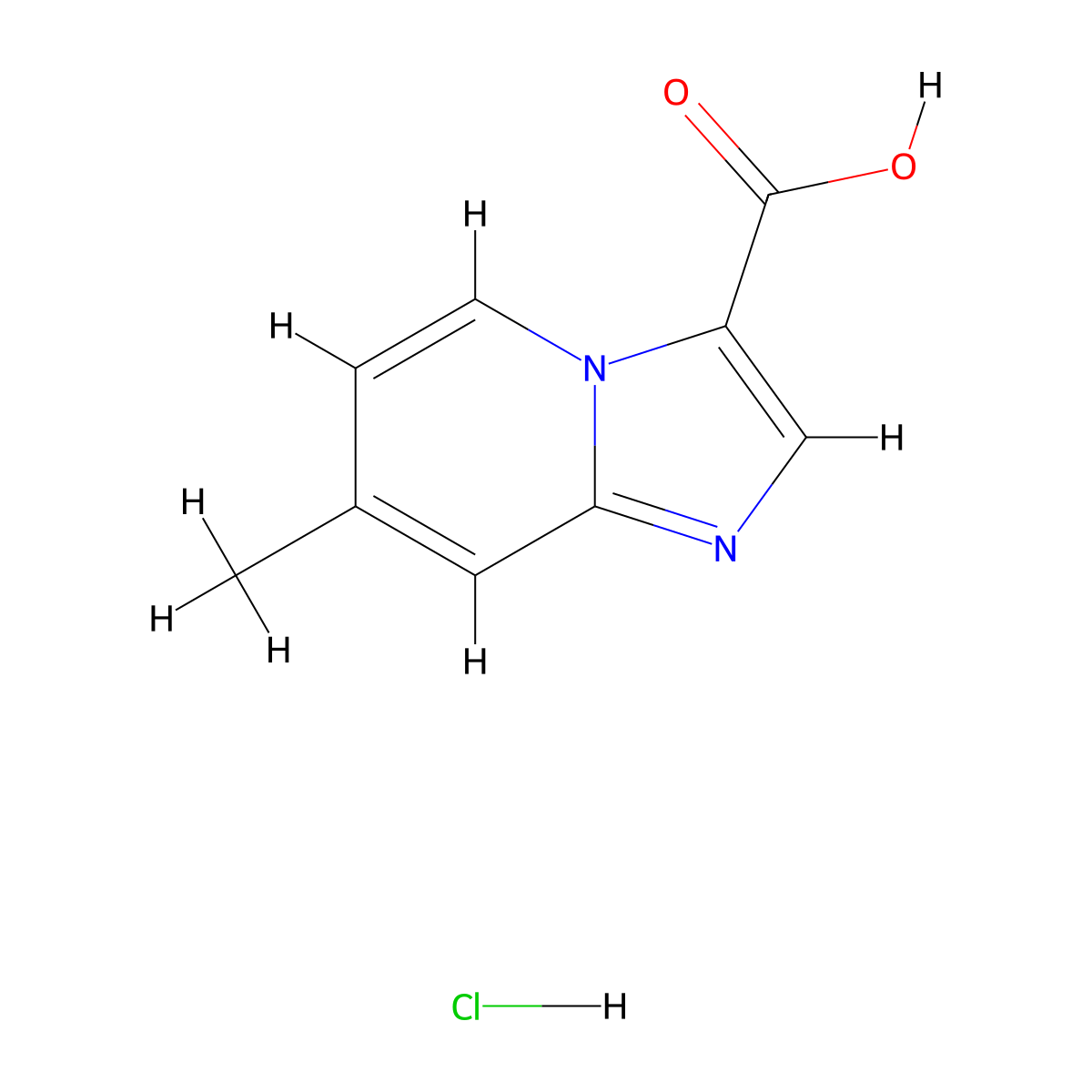 7-Methylimidazo(1,2-a)pyridine-3-carboxylic acid hydrochloride molecular structure, CAS 2377031-21-3