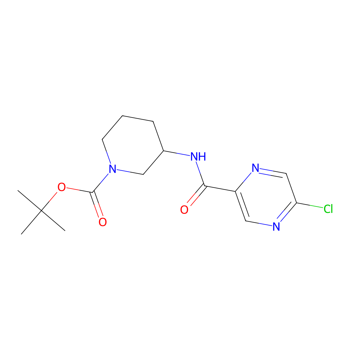 Tert-butyl 3-(5-chloropyrazine-2-amido)piperidine-1-carboxylate molecular structure, CAS 2377031-26-8