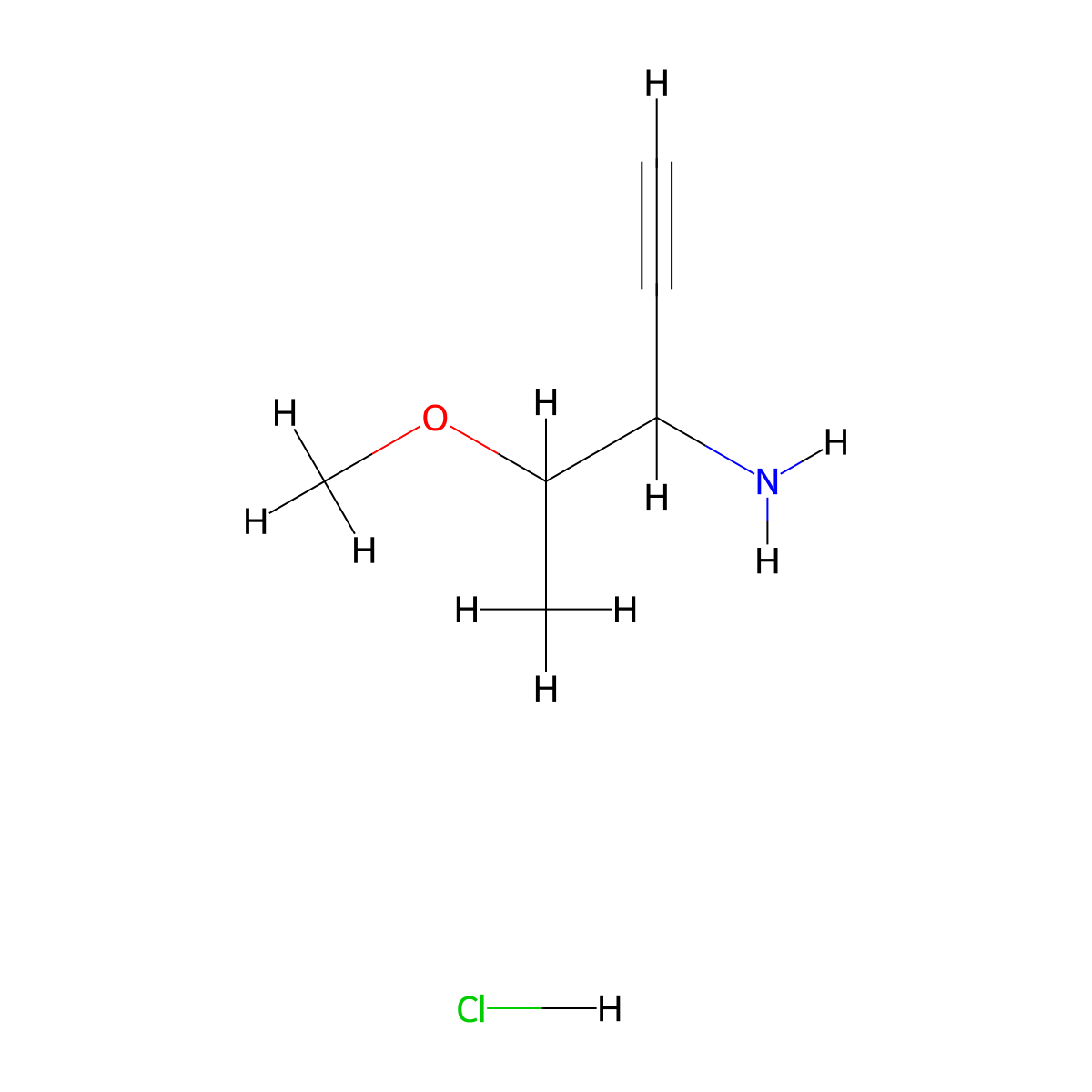 4-Methoxypent-1-yn-3-amine hydrochloride molecular structure, CAS 2377031-32-6
