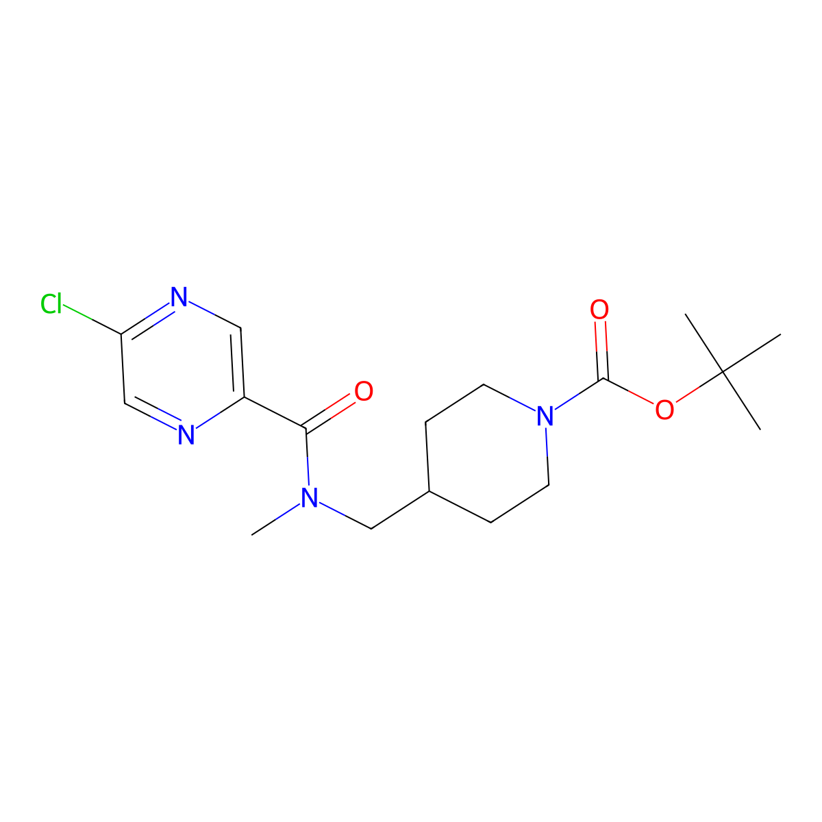 Tert-butyl 4-[[(5-chloropyrazine-2-carbonyl)-methylamino]methyl]piperidine-1-carboxylate molecular structure, CAS 2377031-33-7