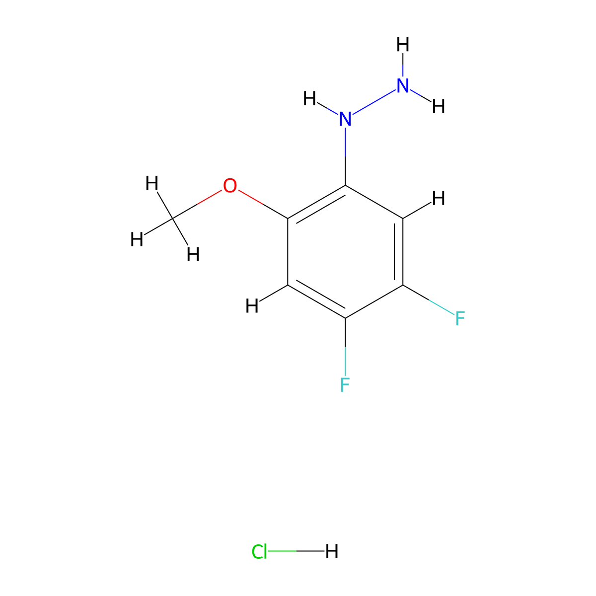 (4,5-Difluoro-2-methoxyphenyl)hydrazine hydrochloride molecular structure, CAS 2377031-35-9