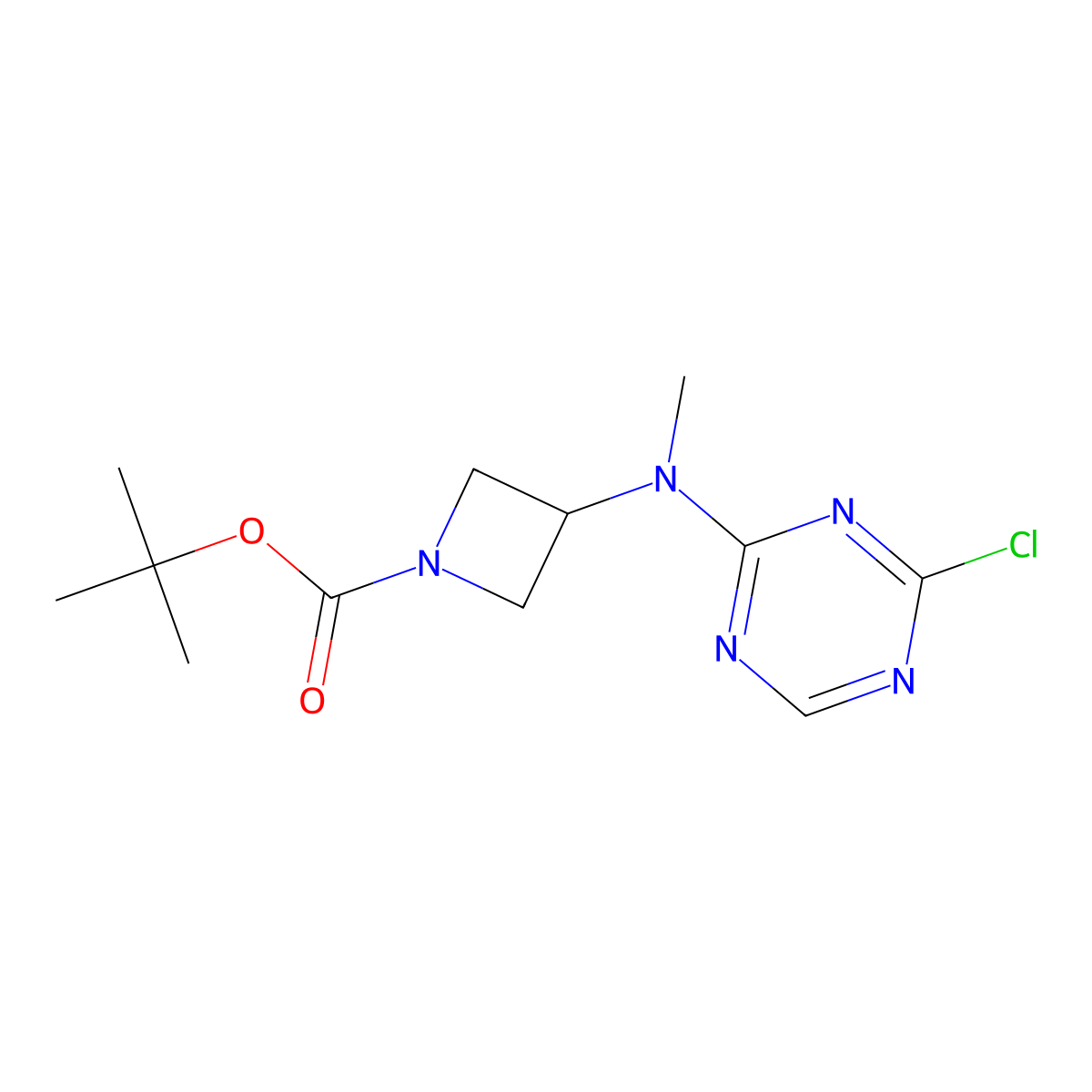 Tert-butyl 3-[(4-chloro-1,3,5-triazin-2-yl)(methyl)amino]azetidine-1-carboxylate molecular structure, CAS 2377031-38-2