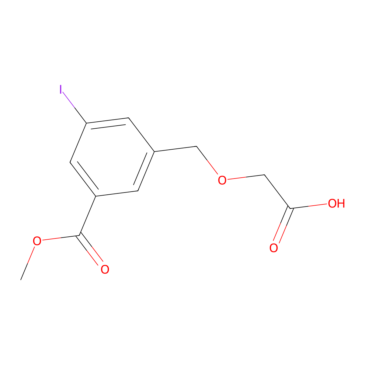 2-{[3-Iodo-5-(methoxycarbonyl)phenyl]methoxy}acetic acid molecular structure, CAS 2377031-42-8