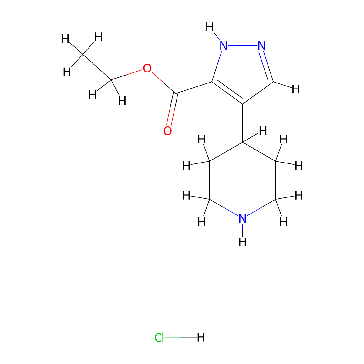 Ethyl 4-piperidin-4-yl-1H-pyrazole-5-carboxylate;hydrochloride molecular structure, CAS 2377031-51-9