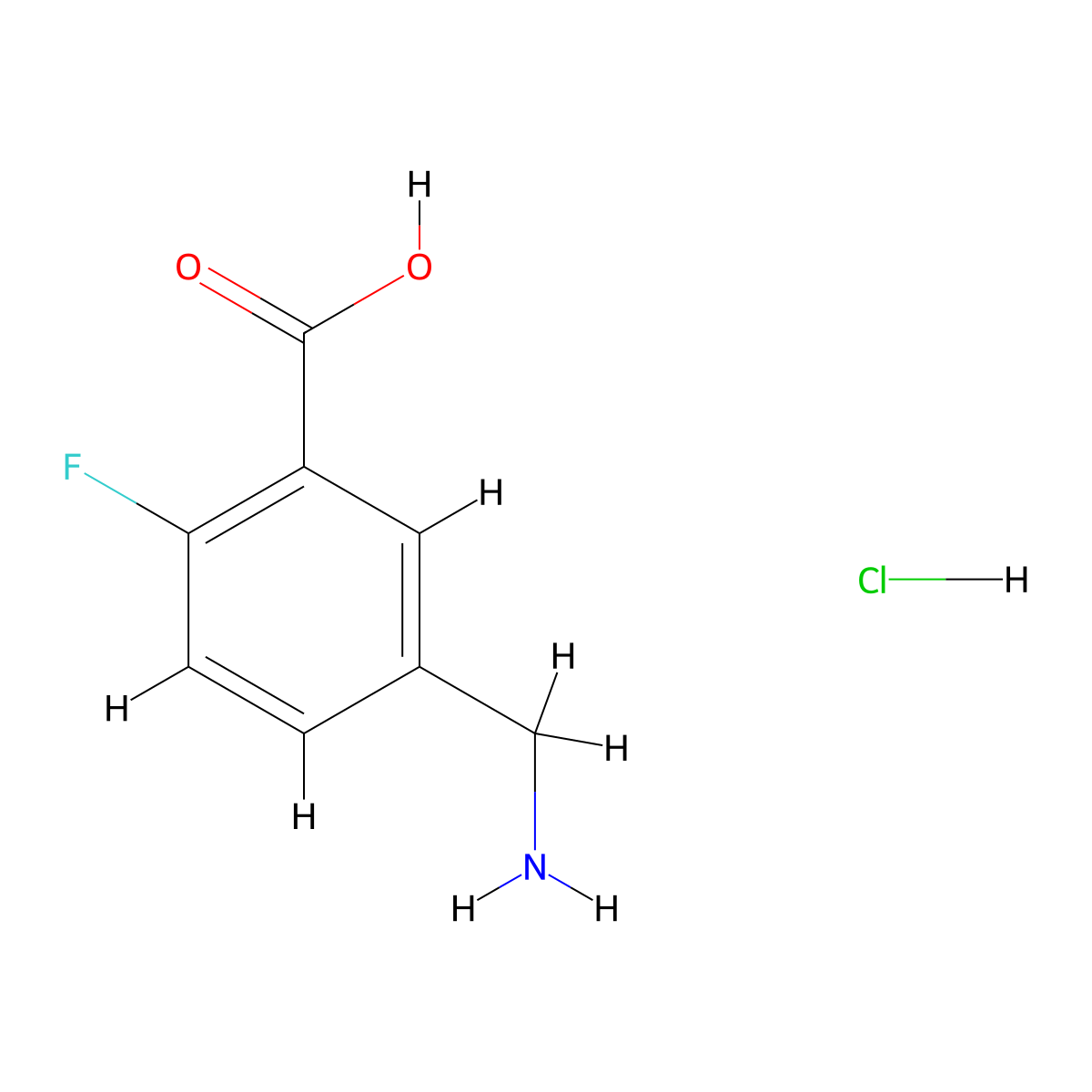 5-(Aminomethyl)-2-fluorobenzoic acid hydrochloride molecular structure, CAS 2377031-63-3