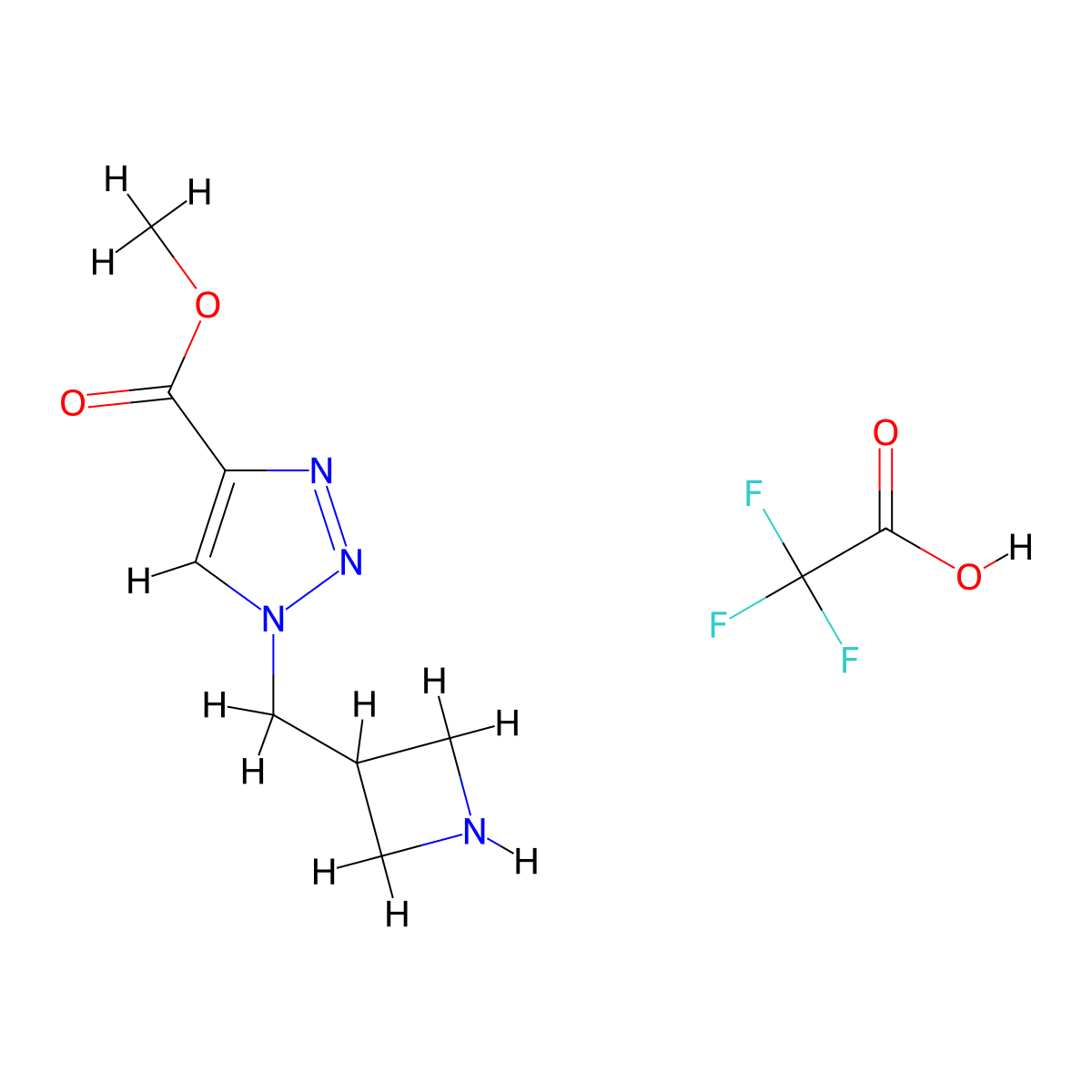 methyl 1-((azetidin-3-yl)methyl)-1H-1,2,3-triazole-4-carboxylate; trifluoroacetic acid molecular structure, CAS 2377031-65-5
