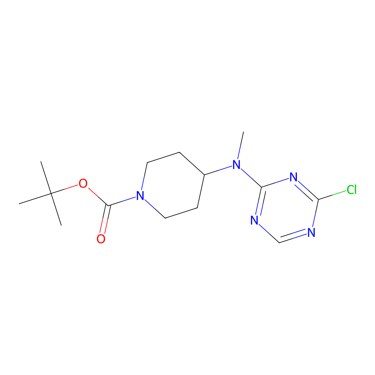 Tert-butyl4-[(4-chloro-1,3,5-triazin-2-yl)(methyl)amino]piperidine-1-carboxylate molecular structure, CAS 2377031-67-7