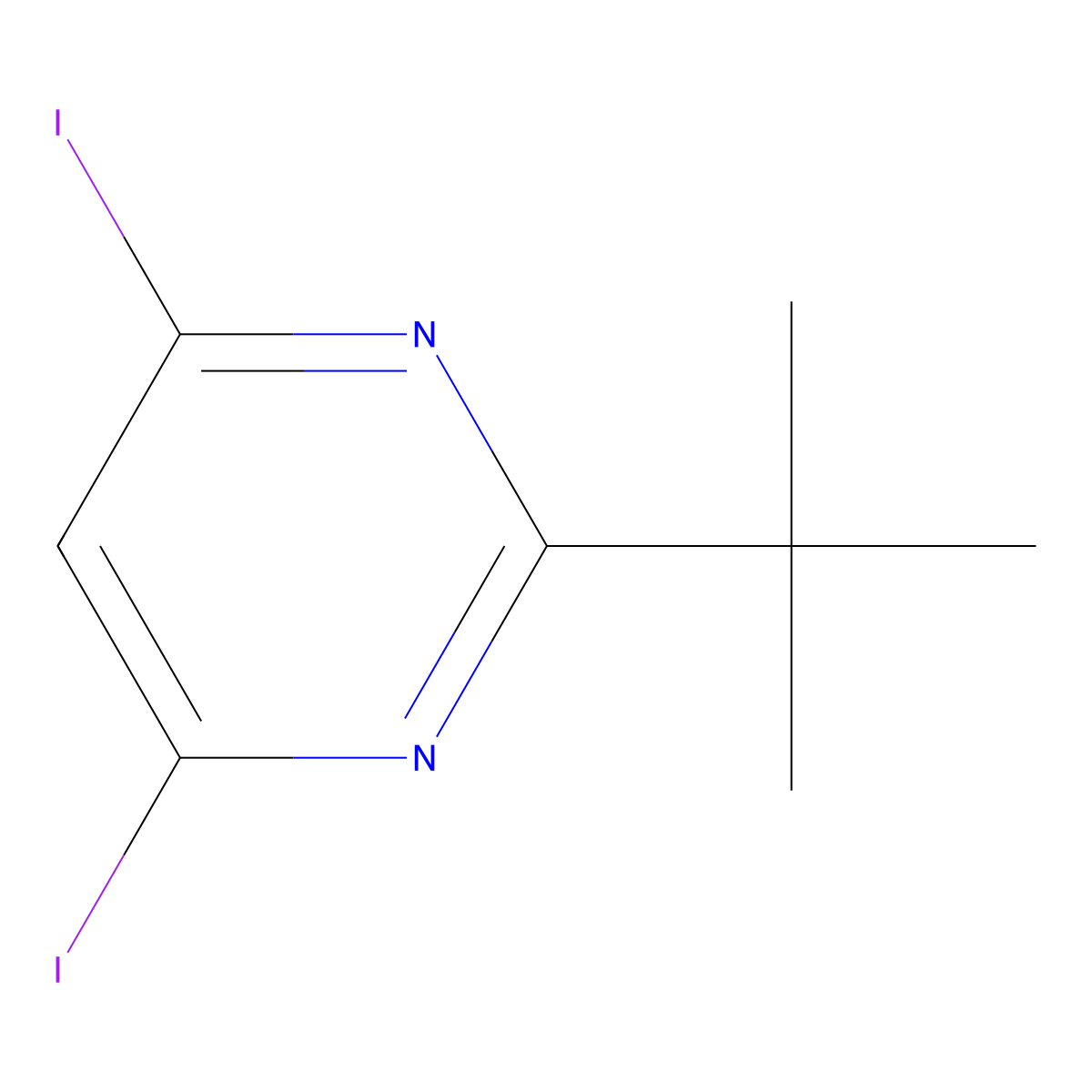 2-Tert-butyl-4,6-diiodopyrimidine molecular structure, CAS 2377031-70-2